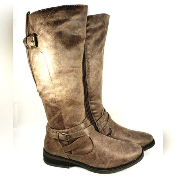 Bare Traps Alyssa Brown Faux Leather Riding Boots. Women's Size 7.5 M - Picture 1 of 15